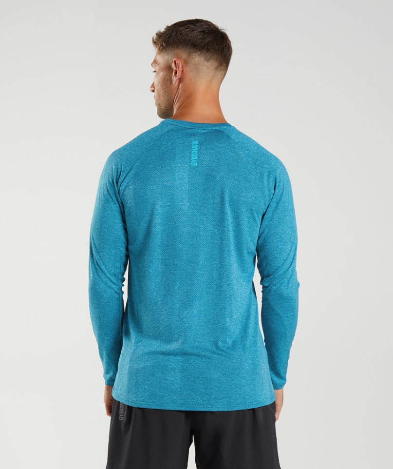 Koszulki Gymshark Apex Long Sleeve Męskie Turkusowe | PL 584GHK